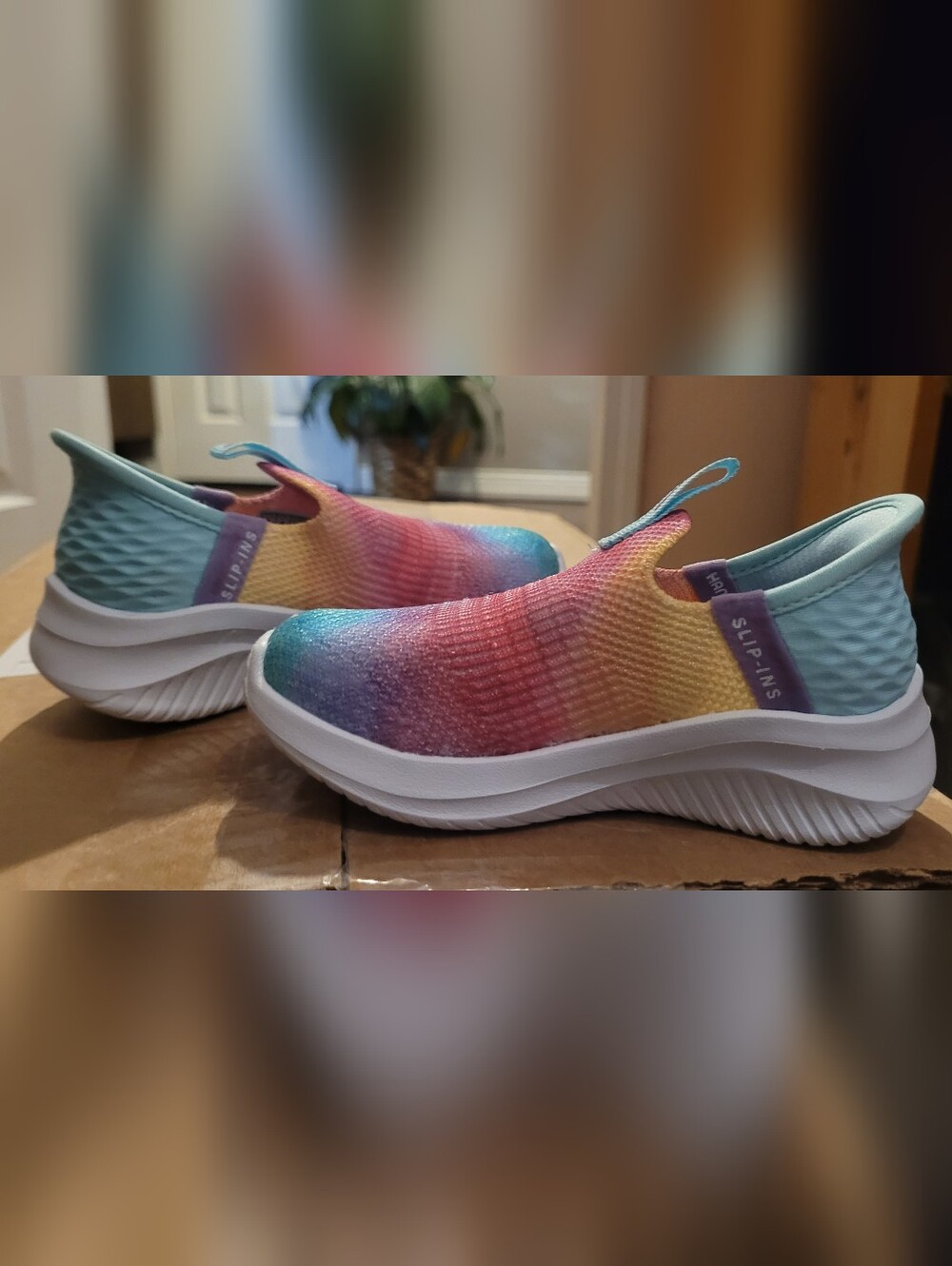 Sketcher Slip-On Rainbow Tie Dye Gradient Knit Slip-Ons - Girls